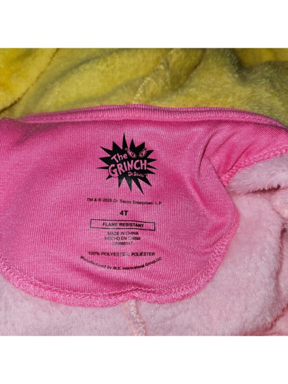 Cindy Lou Who Dr Seuss Grinch Fleece Hooded Pajamas 4T Toddler Halloween Costume - Picture 6 of 7